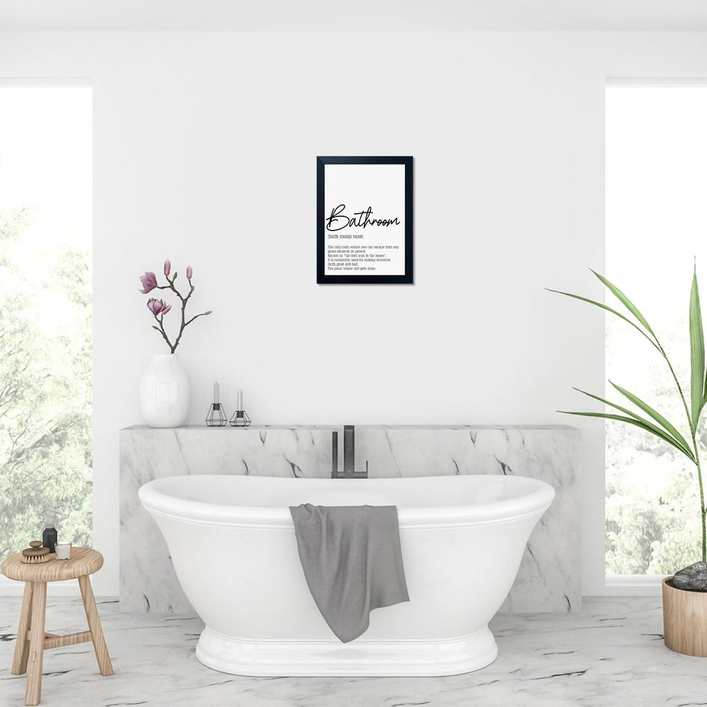 Black and White Bathroom Wall Art - Modern Quotes Decor | Small Framed Canvas Art