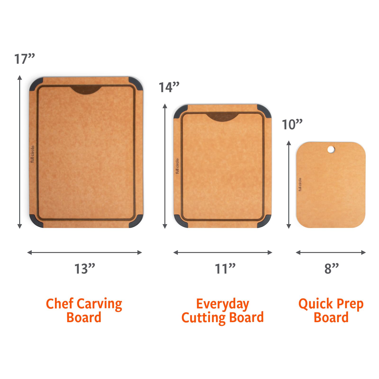 Full Circle Chop To It Everyday Cutting Board – 11”x14" – Dishwasher Safe, Reversible & Lightweight, Naturally Bonded Kraft Paper, Non-Slip Feet with Juice Groove