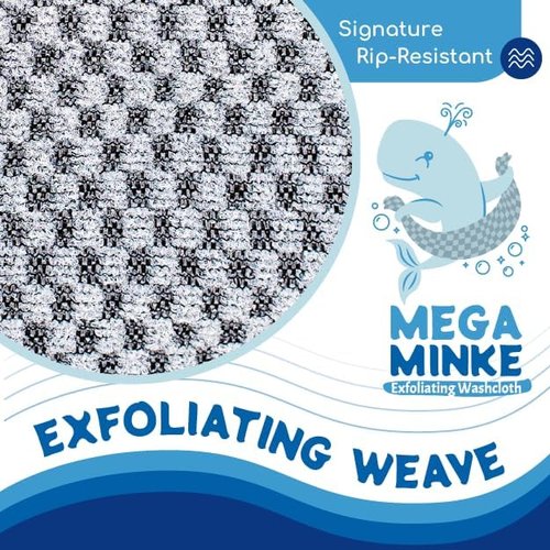 JJ KENT MEGA Minke Exfoliating Washcloth - Reusable Body Scrubber for Soft Skin | Large Rip-Resistant Design