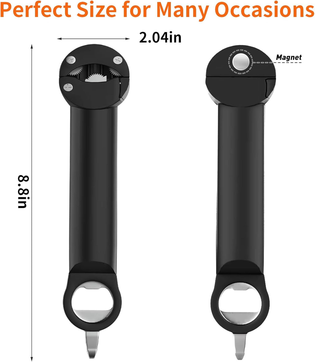 Skiennix 7-In-1 Jar Opener - Multifunctional Magnetic Bottle & Can Opener for Elderly & Arthritis - Black