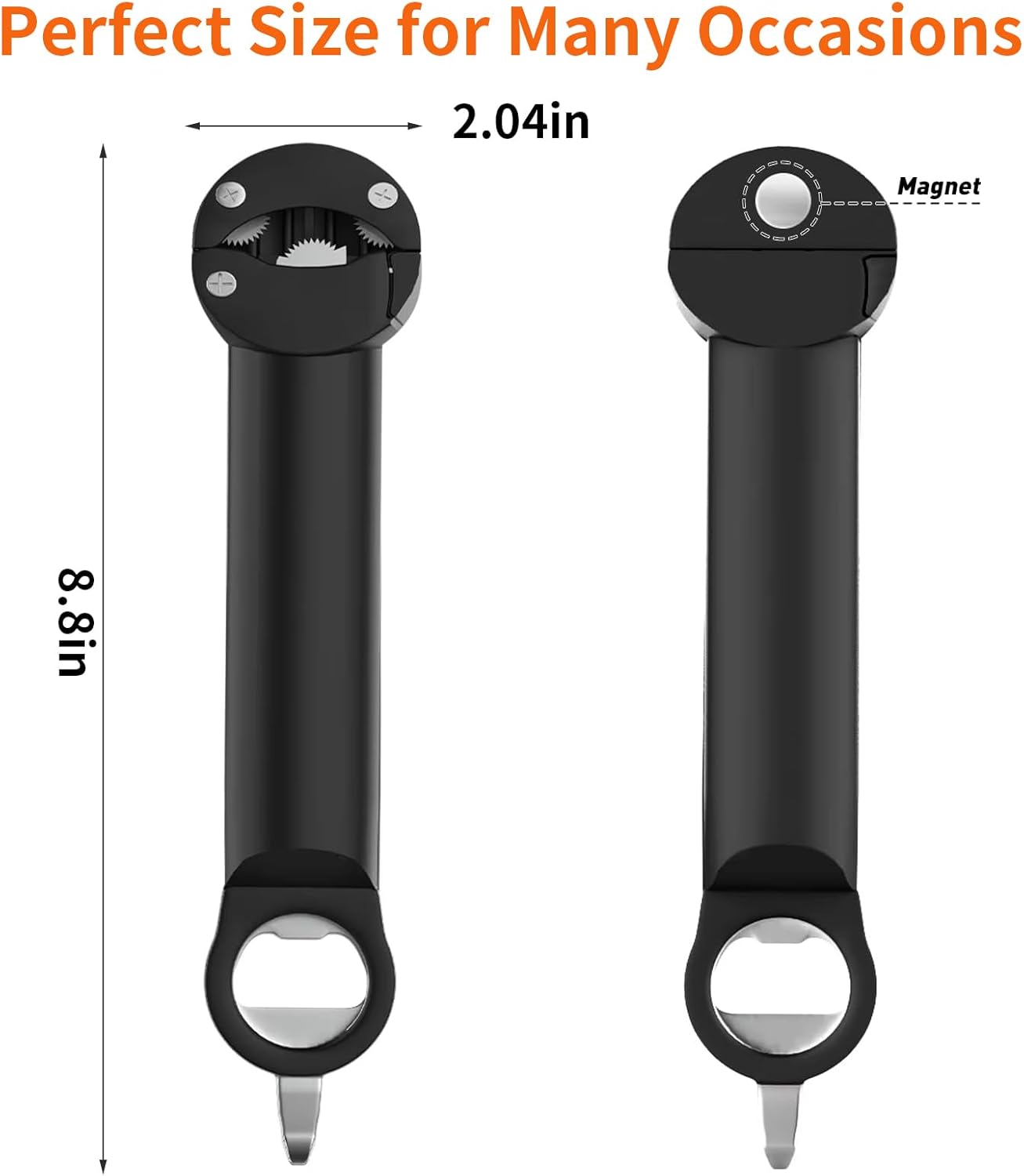 Skiennix 7-In-1 Jar Opener - Multifunctional Magnetic Bottle & Can Opener for Elderly & Arthritis - Black