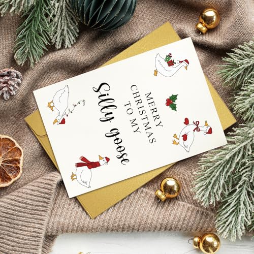 Funny Silly Goose Christmas Card for Him Her - Premium 300gsm