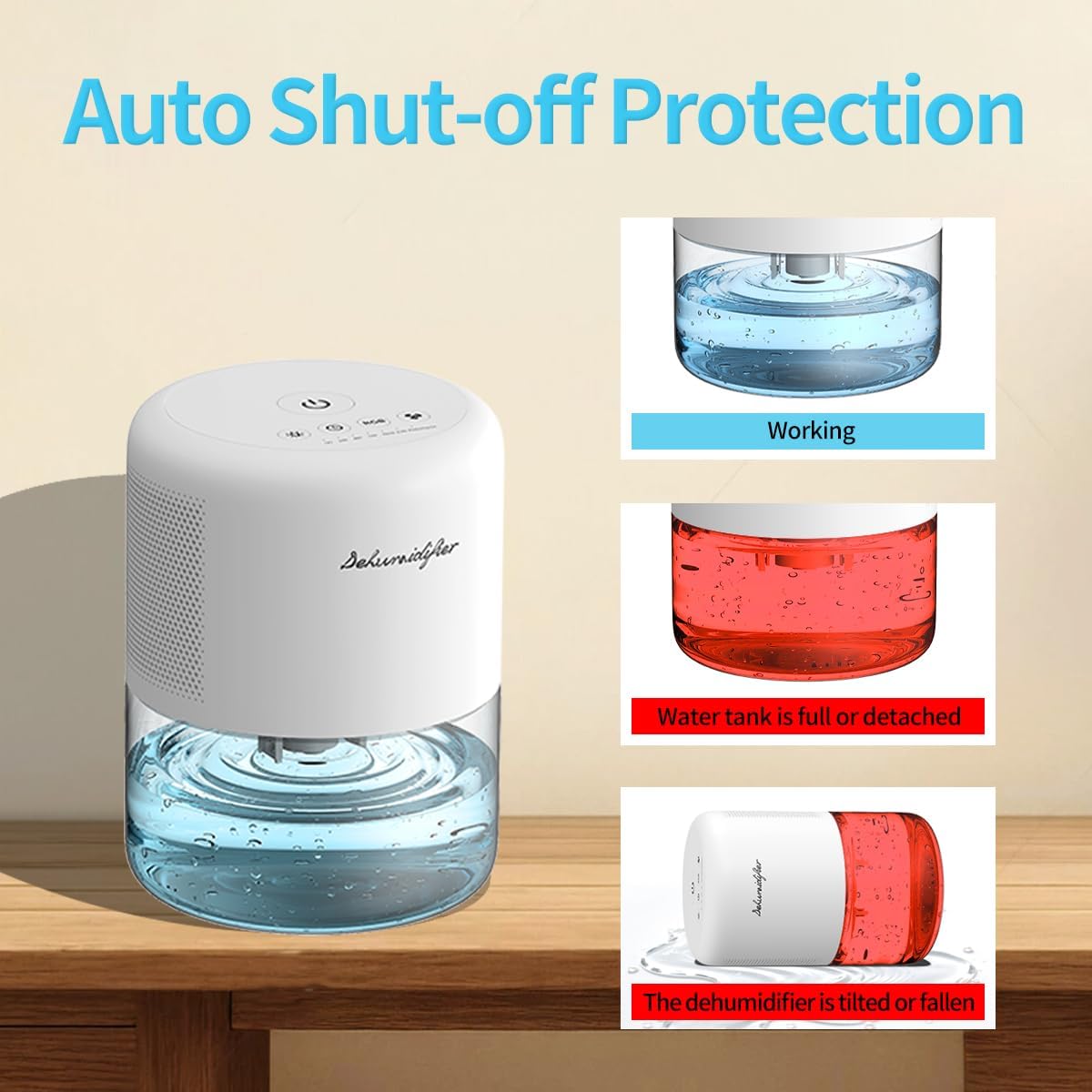 Skiennix Dehumidifier | Quiet 44oz Portable Unit with Auto Defrost & 10 Color Options for Home & RV