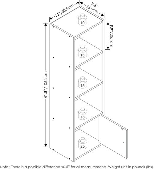 Furinno Luder Bookcase - Stylish White Shelf with 1 Door Storage Cabinet for Organized Living