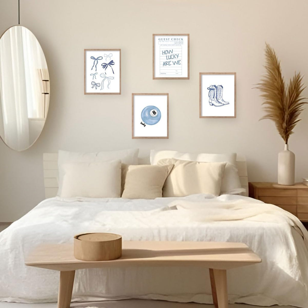 XYDEG Blue Bow Room Decor - Aesthetic Coastal Cowgirl Posters | Set of 4 Unframed 8x10 Prints for Teen Girls