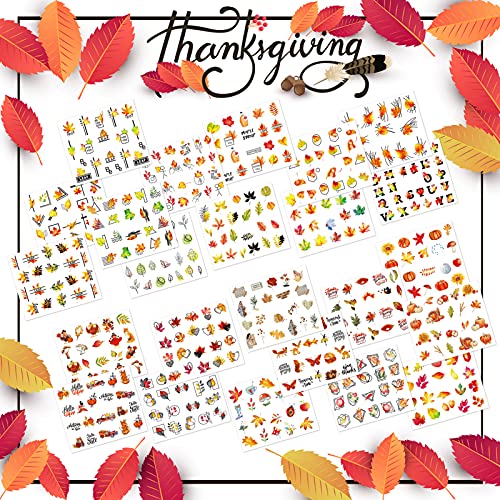 TailaiMei Fall Nail Art Stickers Decals - 24 Sheets Autumn Water Transfers