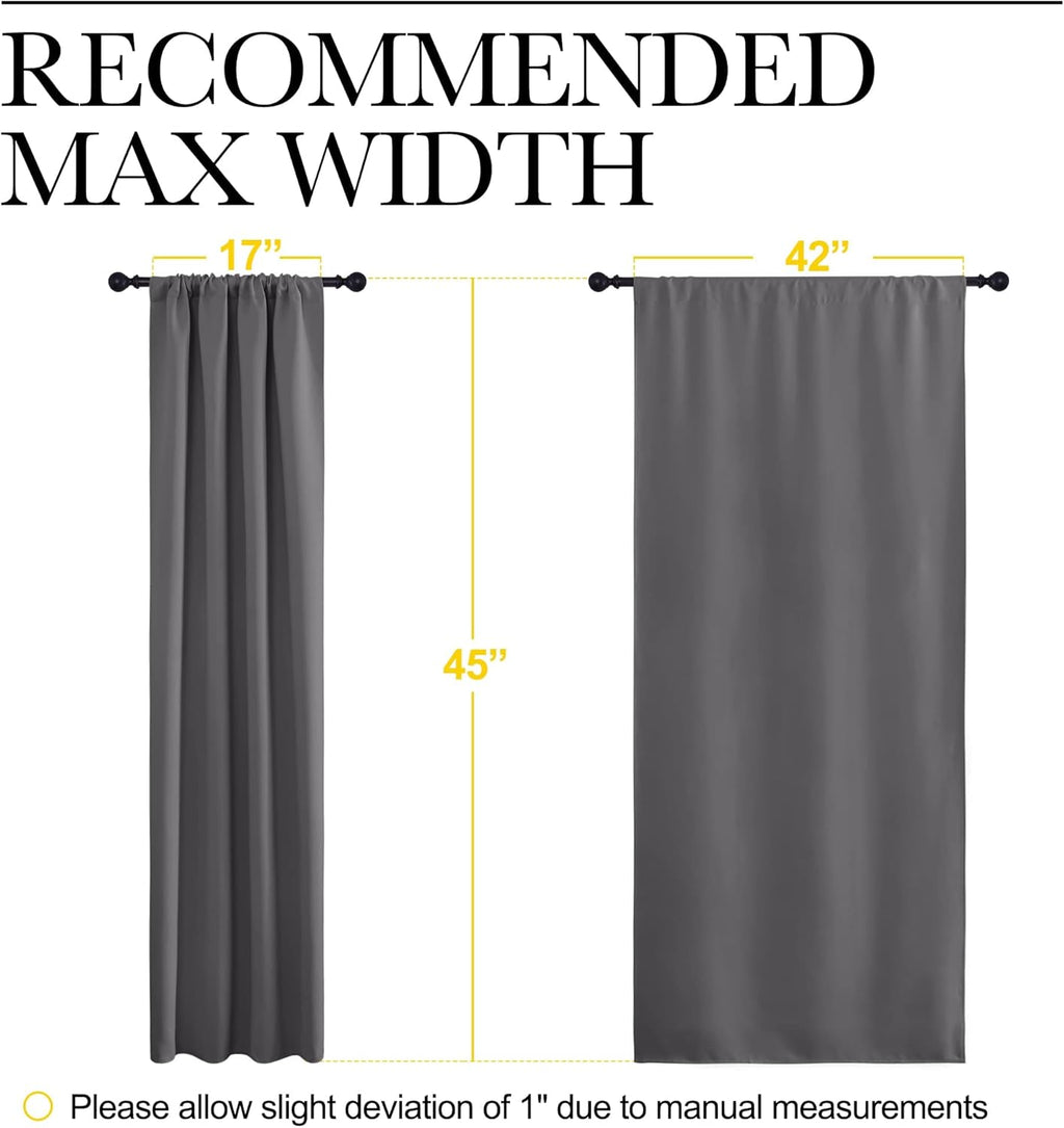NICETOWN Grey Window Curtains - Thermal Insulated Blackout Drapes for Small Windows | 2 Panels (W42 x L45-Inch)