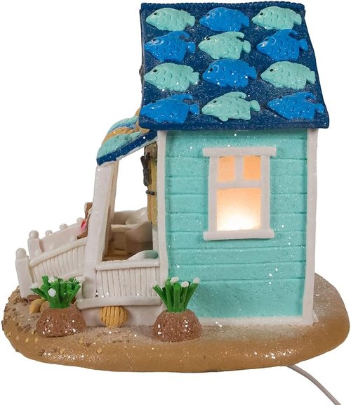 Kurt S. Adler 8-Inch Gingerbread Beach House | Festive Decor with C7 Bulb Lighting