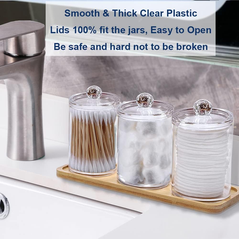 Swab Holder Canisters by [Brand Name] - Clear Plastic Qtip Dispenser with Lid | Perfect for Cotton Balls & Makeup Pads
