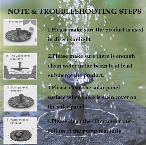 LAWOHO Solar Fountain Pump - 1.5W Upgraded Submersible Water Fountain Kit for Bird Baths & Gardens