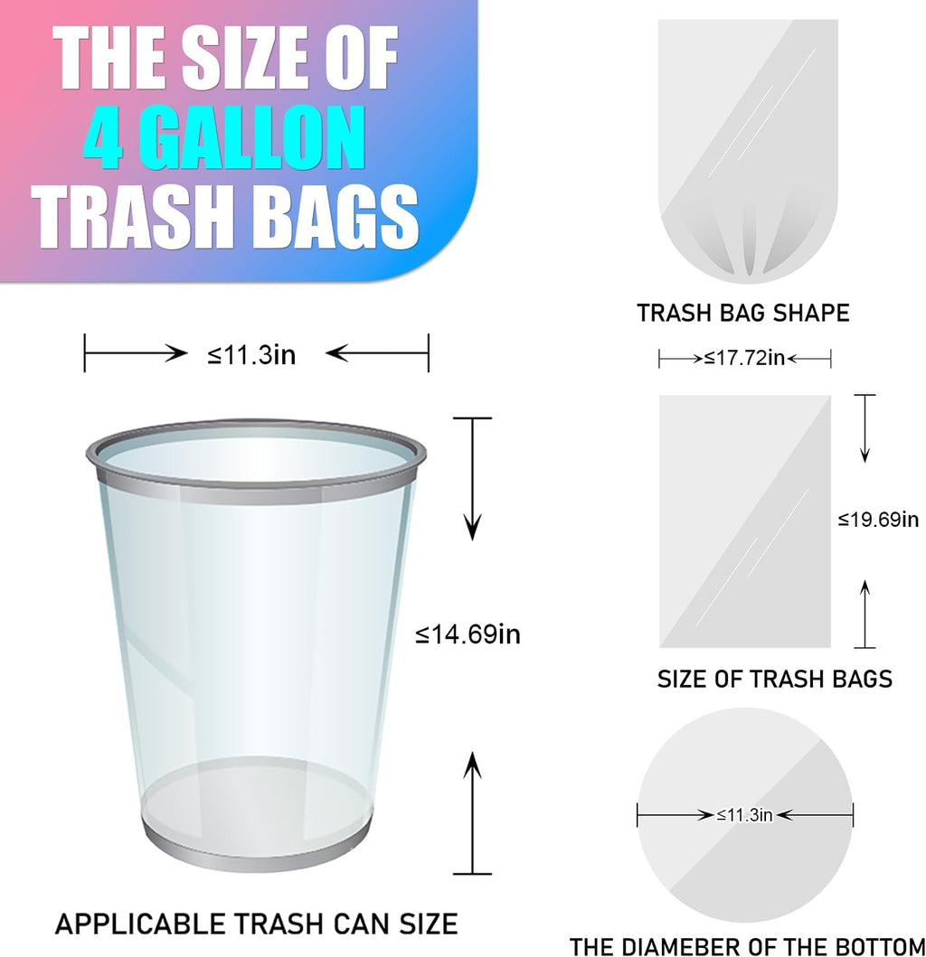 Skiennix 150 Count Small Trash Bags - Unscented Leak-Proof Colored Bathroom Liners | 4 Gallon, 15 Liter