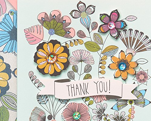 Papyrus Thank You Cards with Glitter - 8 Count Floral Bike Design