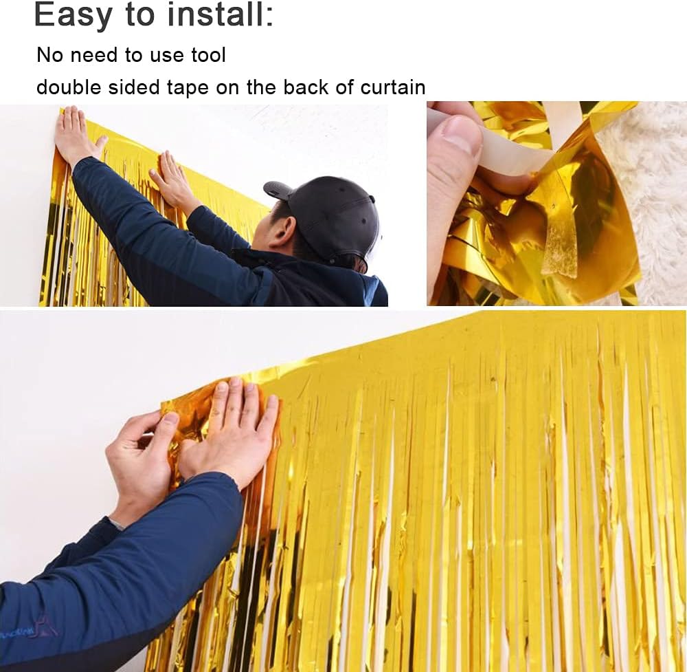 Skiennix Fringe Curtains - Tinsel Backdrop Decorations for Parties & Events | 3 Pack Macarone Rainbow