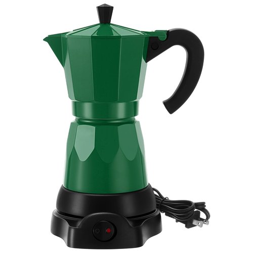 Lemosae Coffee Pot 6 Cup Electric Espresso Coffee Maker Italian Moka Maker 300ml Portable Aluminum Espresso Machine Cafetera Moka Pot with Detachable Base, Gift for Home Travel(Dark Green)