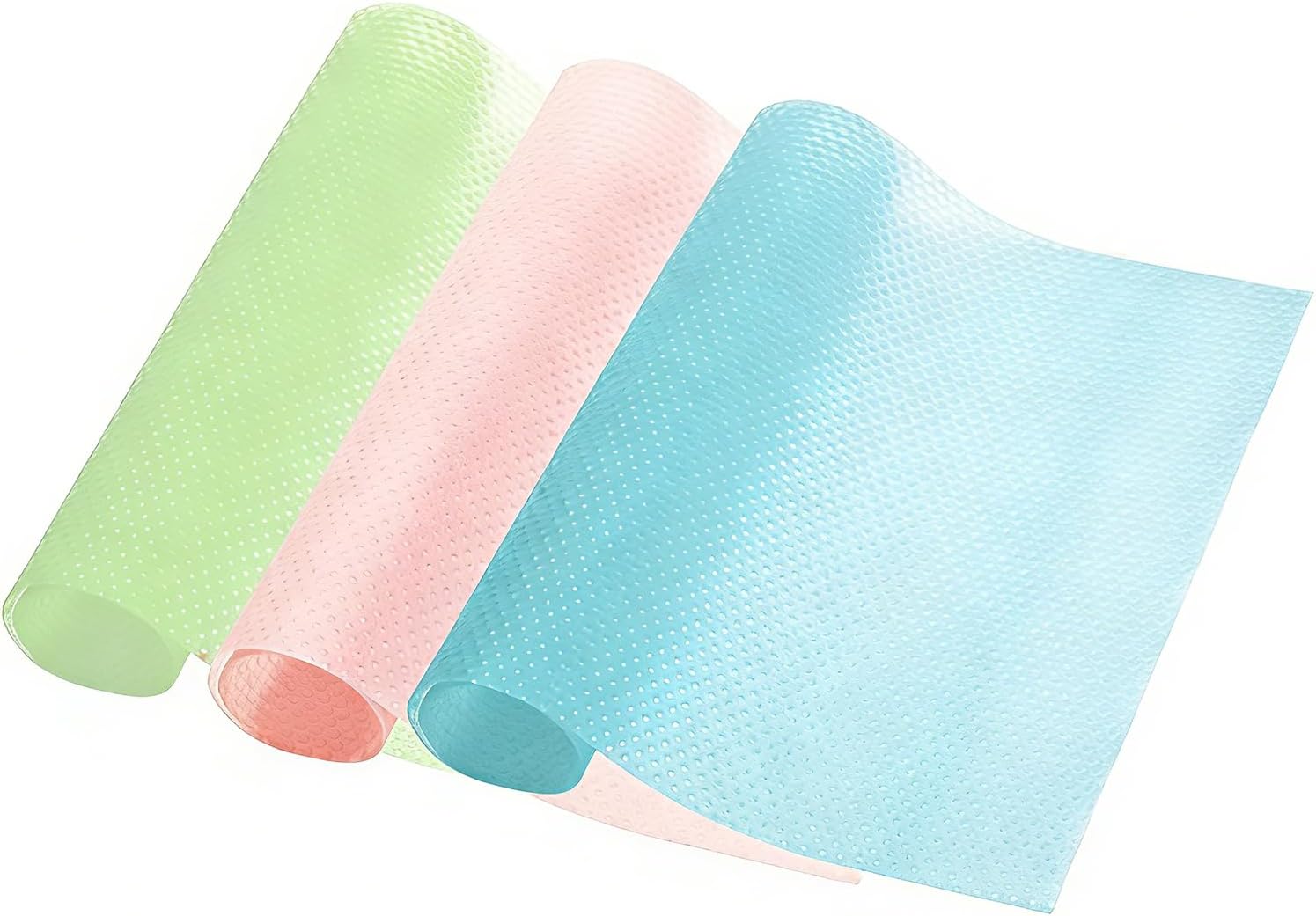 Skiennix 6 Pack Fridge Shelf Liners - Washable Waterproof Mats | Non-Slip, Cut-to-Fit, 3 Colors (Pink/Green/Blue)