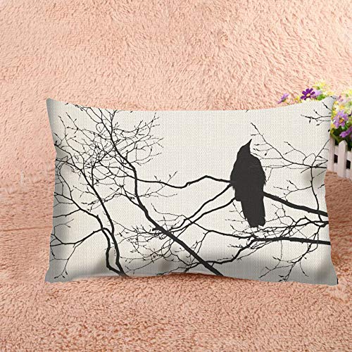 Nicokee Gothic Raven Throw Pillow Cover 20x12 Inches - Tree Branch Decor, Double-Sided Pattern, Hidden Zipper, Pack of 1
