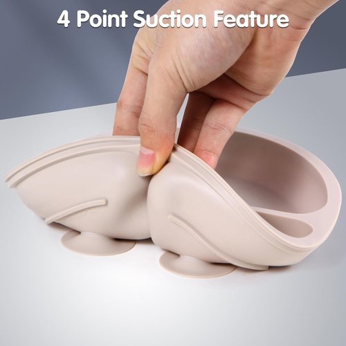 Eascrozn Toddler Plates - 3 Pack Divided Suction Plates | Food Grade Silicone, BPA Free, Non-Slip