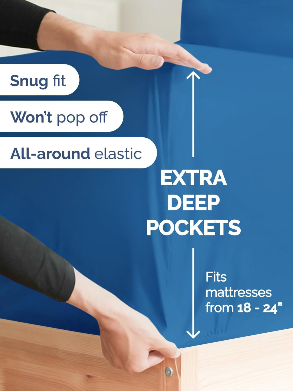 Skiennix Extra Deep Twin Sheet Set - 4 Piece Breathable Cooling Bedding - Soft Wrinkle-Free Royal Blue