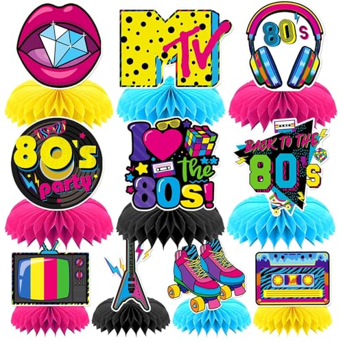 80s Retro Style Honeycomb Table Centerpieces - 10 Pcs Party Decorations
