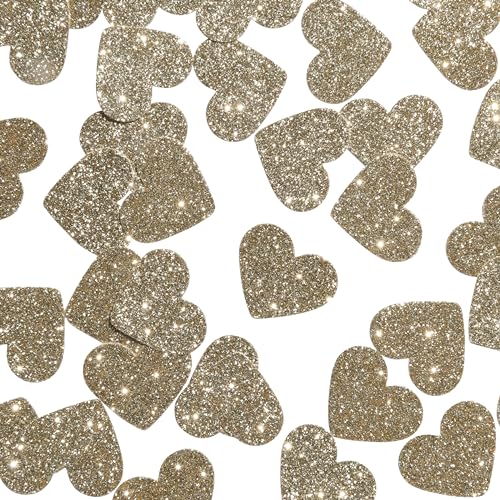 CloverCrafts 50 Gold Glitter Heart Confetti for Valentine's Day