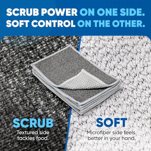 Microfiber Wholesale 4x6 Scrubber Cloths (6 Pack) - Non-Scratch Dual-Sided Dish Sponges