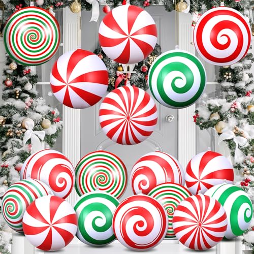 Multicolor 12 Inch Christmas Inflatable Balls - Oversized Holiday Ornaments - Small Variation