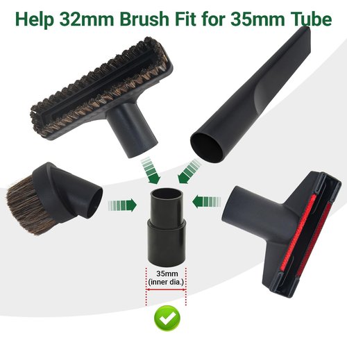 EZ SPARES 5PCS Compatible with Selected Models Replacement 32mm&35mm Vacuum Cleaner Accessories Horsehair Brush Kit for 1 1/4 Inch 1 3/8 Inch Crevices Tool Kit