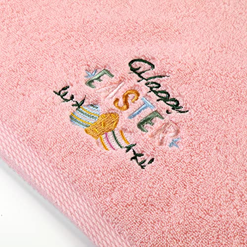 Quera 2-Pack Embroidered Easter Hand Towels, 100% Cotton, 14" x 29"