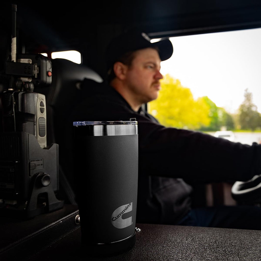 Cummins 20oz Tumbler Stainless Steel Reusable Travel Coffee Mug Double Wall Insulated Thermal Coffee Mug with Snap Seal, Black Matte