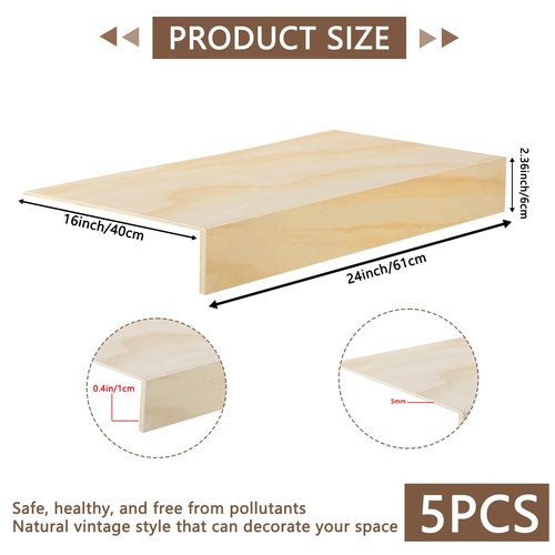 5 Pack Wooden Shelf Covers 24 x 16 Inch,Wire Rack Covers for Pantry Wood Shelf Liners-0.25 inch Thick,Weight Removable Wood Shelf Covering for Closet Kitchen Pantry Bathroom Office