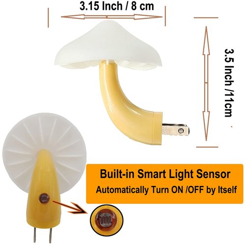 AUSAYE 2 Pcs LED Night Light Plug in Nightlight Wall Lamp, Mushroom Night Light Mini Magic Night Lights for Adults Kids Bedroom, Bathroom,Toilet,Stairs,Kitchen,Hallway Red Led Light