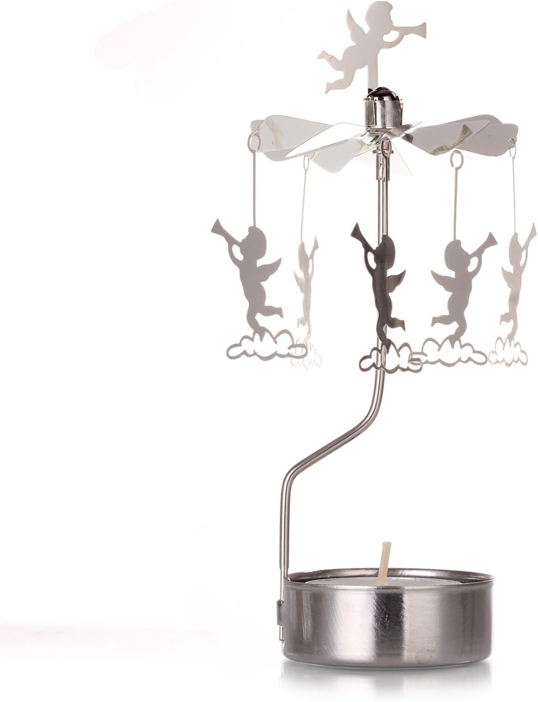 Skiennix Rotary Candle Holder - Elegant Spinning Metal Design | Perfect Small Gift (Angel)
