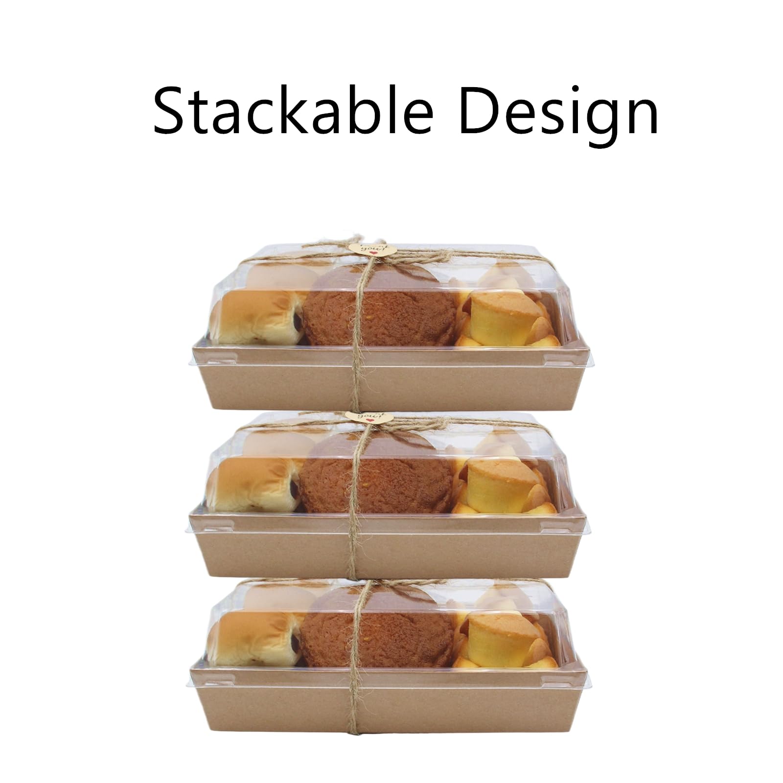ToppYuanZea 40 Pack Paper Charcuterie Boxes with Clear Lids, 7 x 5 Inch Brown Disposable Take Out Bakery Container, To Go Boxes for Cake Slice, Cupcakes, Sandwiches, Cookies, Cocoa Bombs, Salads