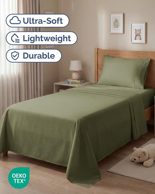 Hotel Luxury Twin Size Sheet Set by [Brand Name] - Comfy, Breathable & Cooling - Soft, Wrinkle-Free Sage Green
