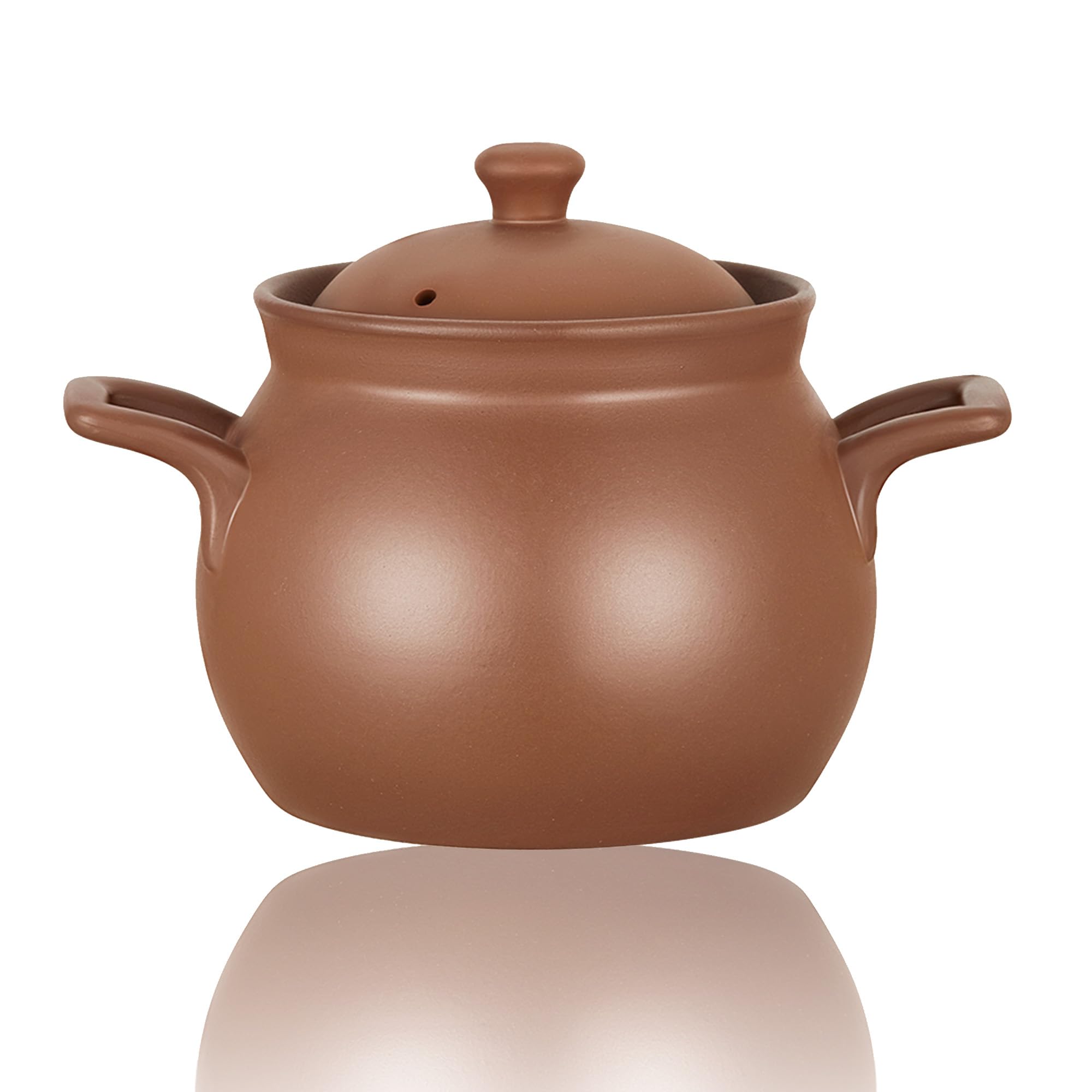 Red Zisha Unglazed Earthen Cookware Stock Pot, Natural Terracotta Pan Ceramic Casserole Dish, Clay Pot with Lid for Cooking Rice, Hot Pot, Dolsot Bibimbap and Soup (5.28QT(5L))