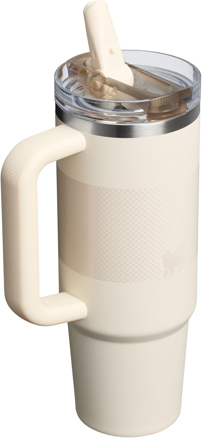 STANLEY Quencher ProTour 30 oz Tumbler - Leakproof Lid, Built-In Straw & Handle | Insulated, BPA-Free | Cream Fade