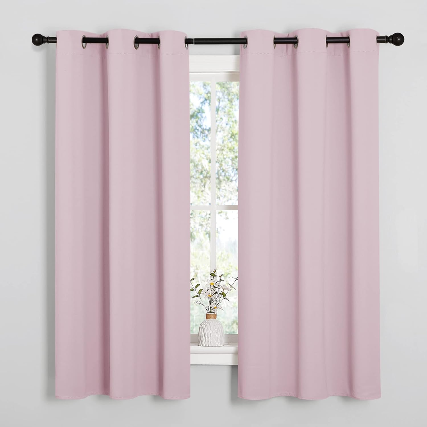 NICETOWN Baby Pink Blackout Curtains - Thermal Insulated Drapes for Office | 68" Length, 42" Wide, 2 Panels