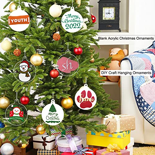 Clear Acrylic Christmas Ornaments Set - 4 Inch Blank DIY Holiday Decorations