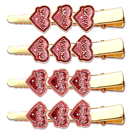 PHALIN Rhinestone Heart Hair Clips 4PCS Sparkling Valentine Hairpins