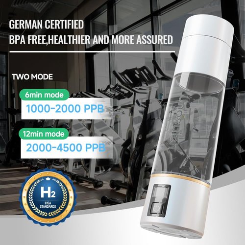 Unosuich Hydrogen Water Bottle Generator - Up to 5000PPB High Concentration, SPE & PEM Tech for Pure Hydrogen, Portable Rechargeable Ionizer for Travel & Home, Healthy Antioxidant Gift