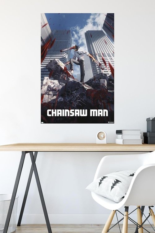 Chainsaw Man - Key Art Wall Poster | Unframed, 34L x 22.4W for Stunning Decor