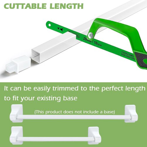 AIDIMMING 24 Inch Adjustable Spring Loaded Towel Bar Replacement Rod for Ceramic Holder with Square Slot - Wall Mount, Durable Plastic, White, for Bathroom & Kitchen Towel Storage, Easy Installation