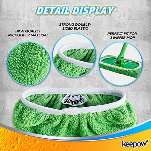KEEPOW Reusable Mop Pads for Swiffer Sweeper, 8 Pack Washable Microfiber