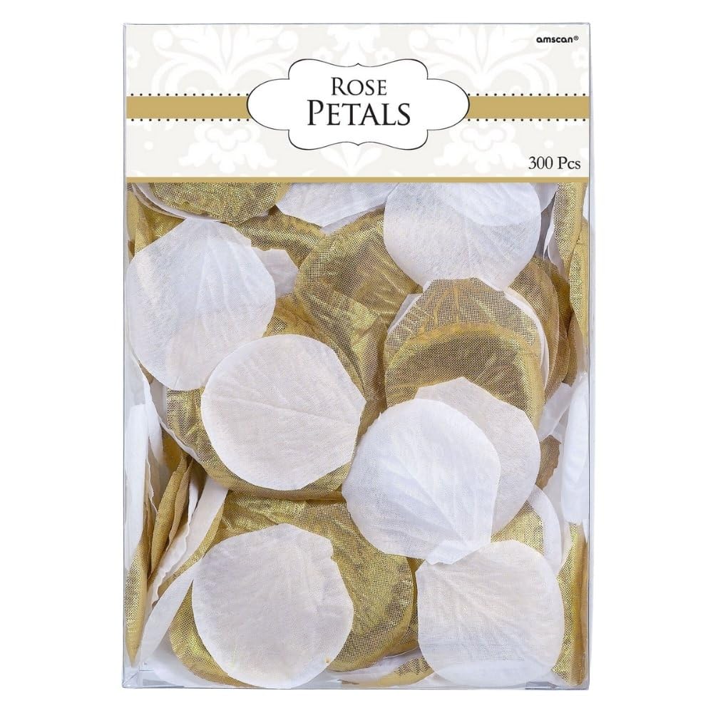 Gold & White Fabric Confetti Petals - 2" (Pack of 300) - Elegant Table Decorations for Weddings, Events & DIY Crafts