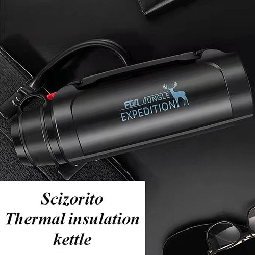 Scizorito Stainless Steel Vacuum Bottle, Hot & Cold Beverage Portable Insulated Kettle, Car Portable Travel Coffee Mug with Leak-proof Built-in Lid, Suit for Home, Gift, Outdoor Sport (64.2 oz)