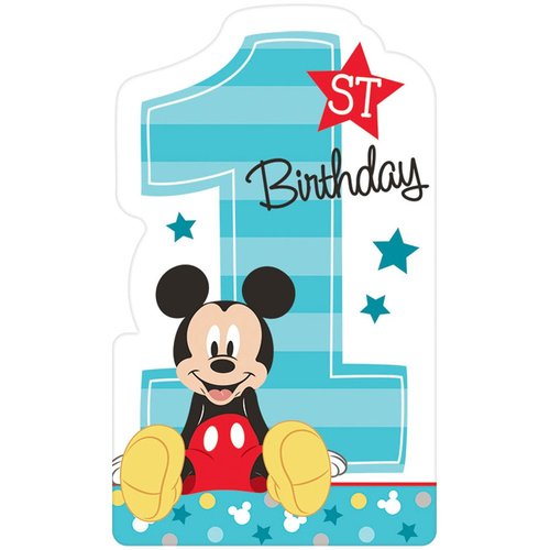 amscan American Greetings 5795233 Mickey's 1st Birthday Postcard Invitations, 8 Count, Multi Color, 6 1/4" x 4 1/4" (491833)