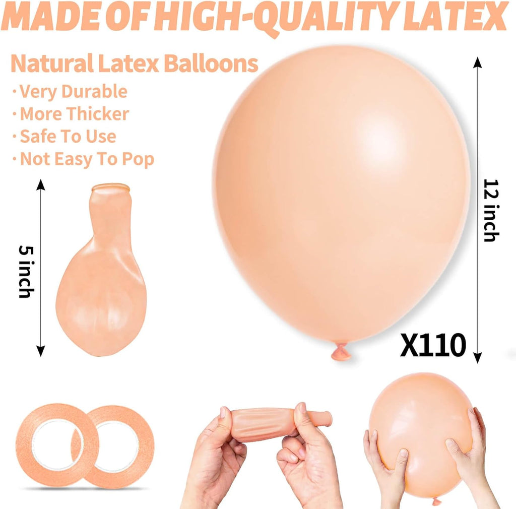Pastel Orange Balloons by [Brand Name] - 110pcs 12-Inch Latex Balloons for Birthday Parties & Baby Showers