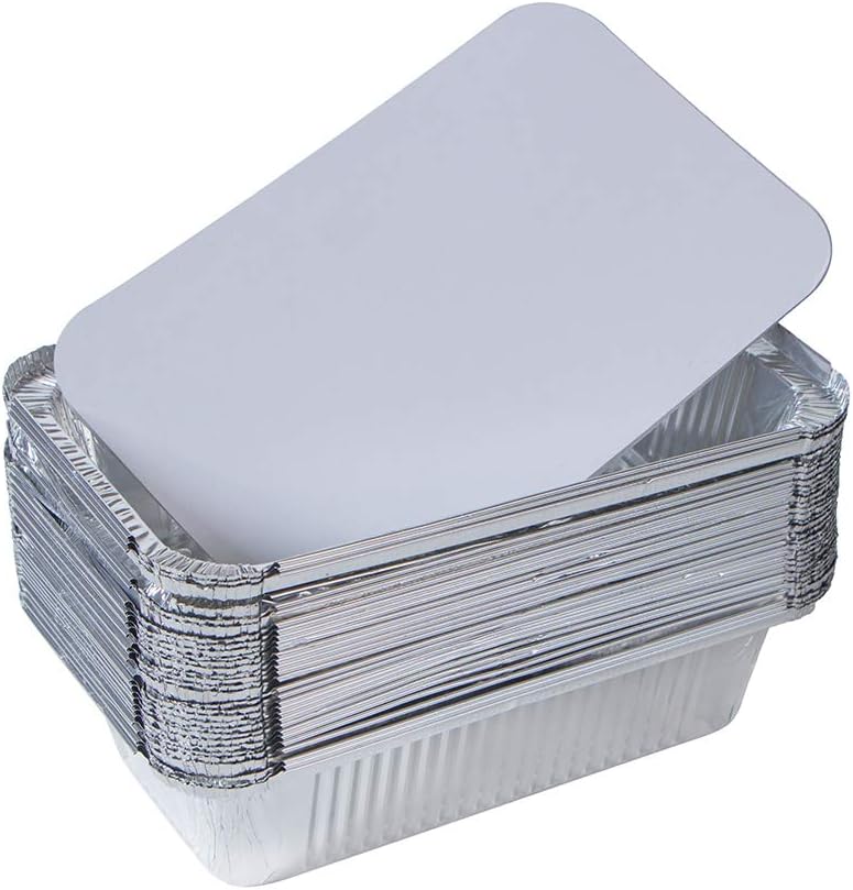 Webake Large Aluminum Foil Bread Pans - 9 x 5 Inch Disposable Baking Containers | Pack of 30 with Lids