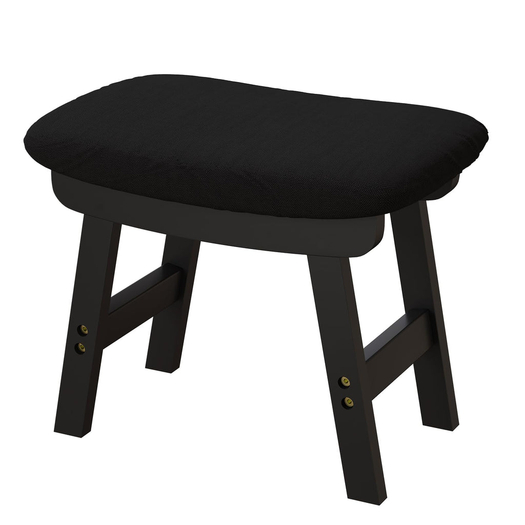 viewcare Small Ottoman Foot Rest, Black Foot Stool- Wooden Foot Stool for Living Room, Bedroom & Kitchen