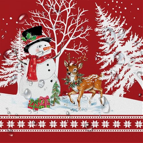 Oval Christmas Tablecloth 60 x 102In Red Snowman Santa Tree Waterproof Holiday Decor